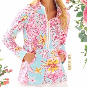 Lilly Pulitzer Skipper Popover Breakwater Blue Lolita Pullover Half Zip Floral